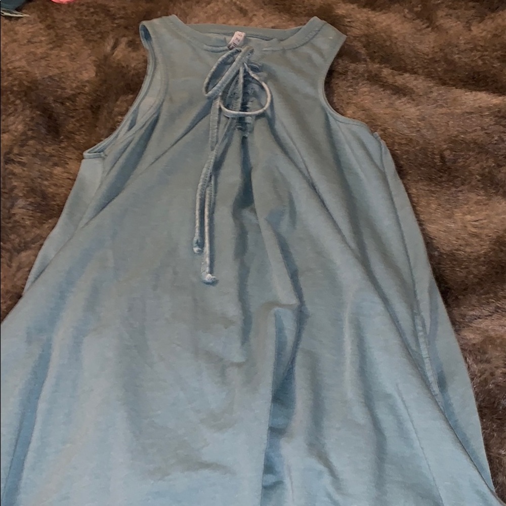 Teal tied up tank top dress